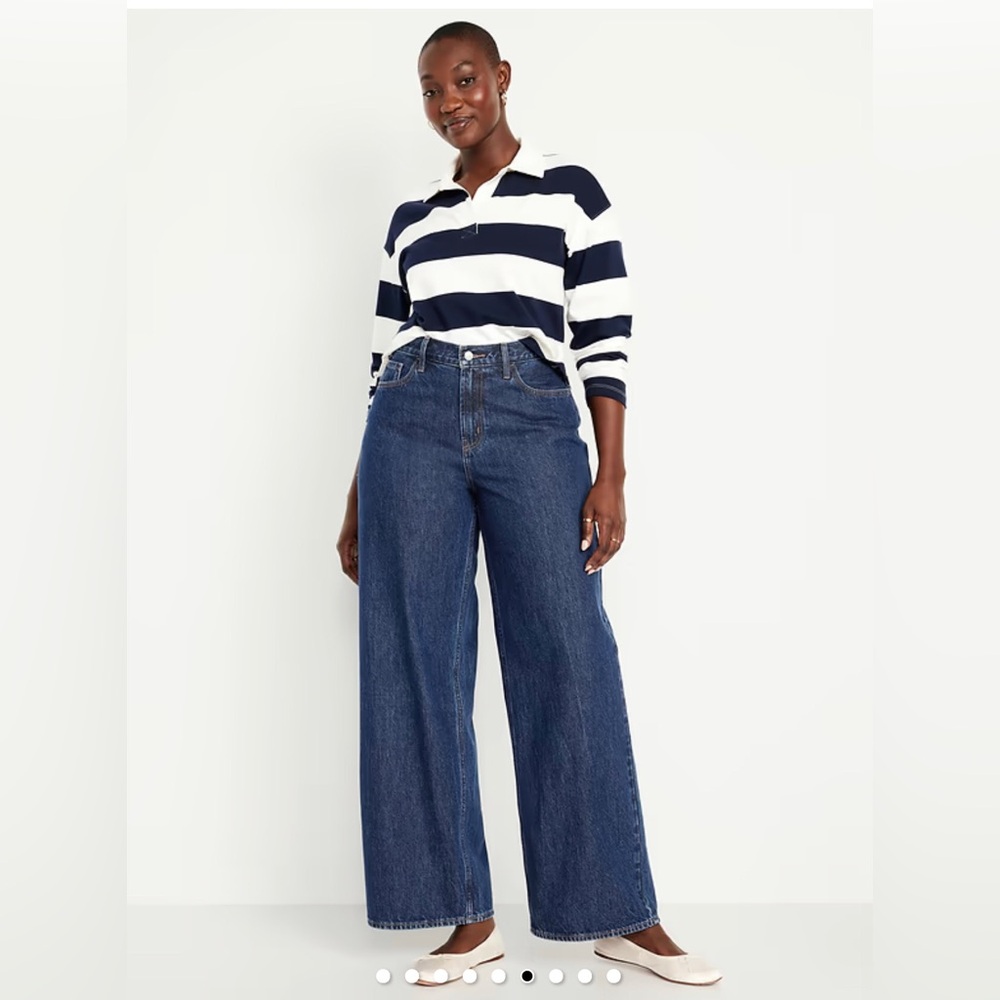 Old Navy Mid-Rise Wow Baggy Wide-Leg Dark Blue Wash Jeans Women’s Plus Size 20
